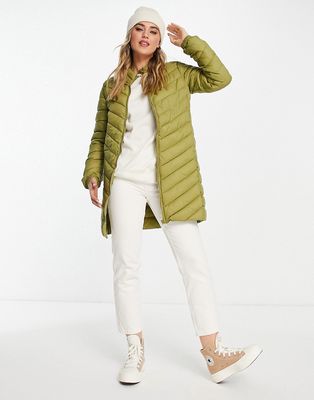 Only tahoe quilted midi coat in green