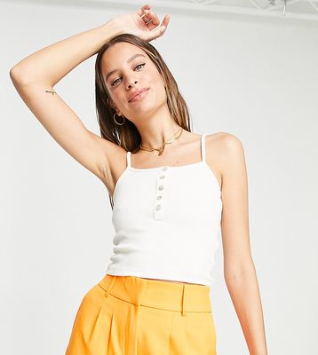 Only Tall button through cami top in cream-White