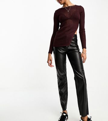 Only Tall Emily faux leather ankle pants in black