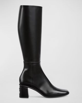 Onyx Leather Knee Boots