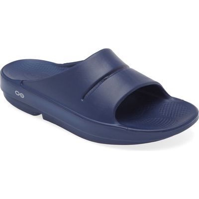 Oofos OOaah Slide Sandal in Navy 