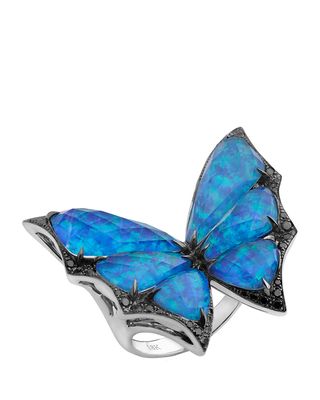 Opalescent Quartz Bat-Moth Ring