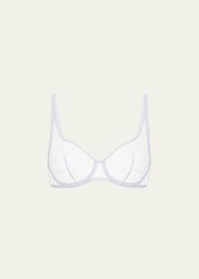 Opaline Embroidered Lace-Trim Tulle Bra