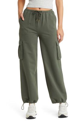 Open Edit Baggy Stretch Jersey Cargo Pants in Green City