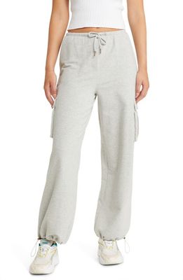 Open Edit Baggy Stretch Jersey Cargo Pants in Grey Light Heather