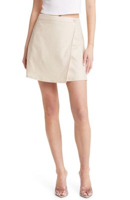 Open Edit Button Wrap Skirt in Beige Oatmeal