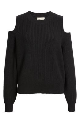 Open Edit Cold Shoulder Sweater in Black