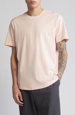 Open Edit Crewneck Stretch Cotton T-Shirt in Pink Beach