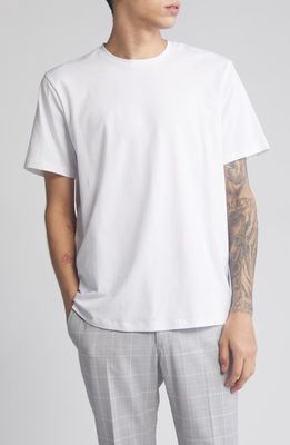 Open Edit Crewneck Stretch Cotton T-Shirt in White 