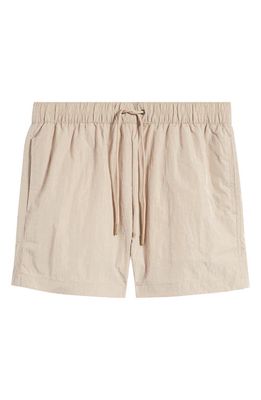 Open Edit Crinkled Nylon Swim Trunks in Tan Thread