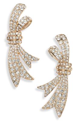 Open Edit Crystal Pavé Bow Stud Earrings in Clear- Gold