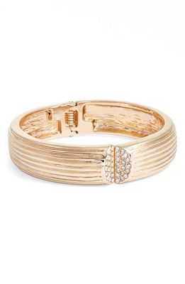 Open Edit Crystal Pavé Hinge Bangle Bracelet in Clear- Gold