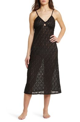 Open Edit Cutout Lace Nightgown in Black