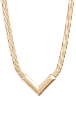 Open Edit Deco Omega Herringbone Chain Necklace in Gold