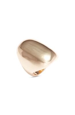 Open Edit Domed Rectangle Statement Ring in Gold