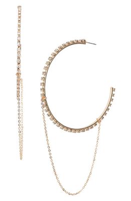 Open Edit Draped Chain Sparkle Hoop Earrings in Clear- Gold