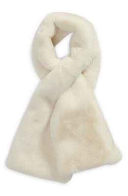 Open Edit Faux Fur Pull Through Scarf in Ivory Whitecap