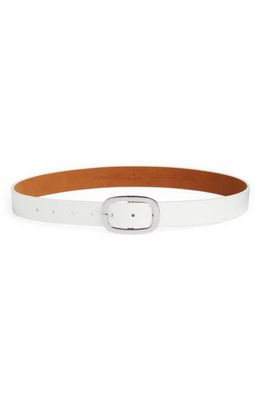 Open Edit Kate Faux Leather Belt in White Snow