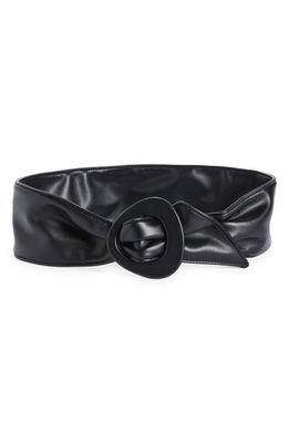 Open Edit Kayla Faux Leather Pull Through Belt in Black