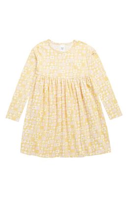 Open Edit Kids' Bold Long Sleeve Dress in Yellow Silk Star Boxes