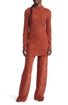Open Edit Lace Tunic Pajamas in Rust Hills