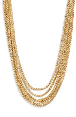 Open Edit Layered Box Chain Collar Necklace in Gold