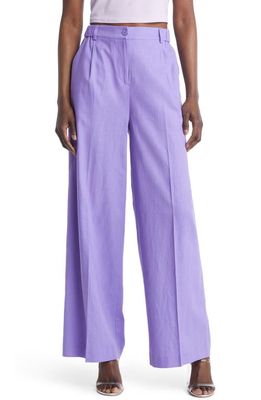 Open Edit Linen Blend Trousers in Purple Dahlia