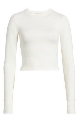 Open Edit Long Sleeve Crop T-Shirt in Ivory