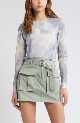 Open Edit Long Sleeve Top in Grey- Ivory Aura Wash