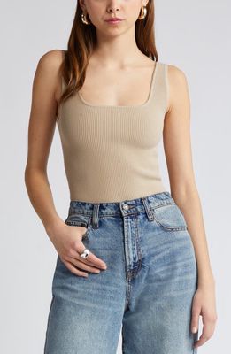 Open Edit Luxe Sculpt Tank in Tan Oxford