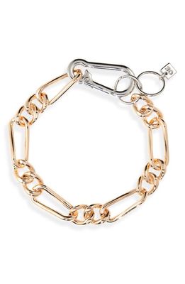 Open Edit Men's Carabiner Link Chain Bracelet in Gold- Rhodium