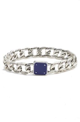 Open Edit Men's Curb Chain Magnetic Bracelet in Blue- Antique Rhodium