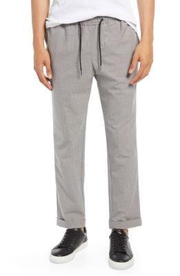 Open Edit Men's E-Waist Plaid Stretch Pants in Grey Houndstooth