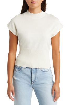 Open Edit Mock Neck Rib Sweater in Ivory Dove