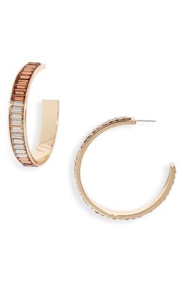 Open Edit Ombré Baguette Crystal Hoop Earrings in Topaz Ombre- Gold