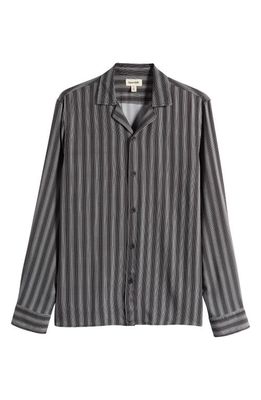 Open Edit Ombré Stripe Button-Up Shirt in Black- White Ombre Stripe