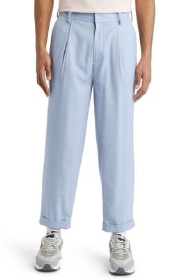 Open Edit Pleat Front Tapered Leg Pants in Blue Eventide