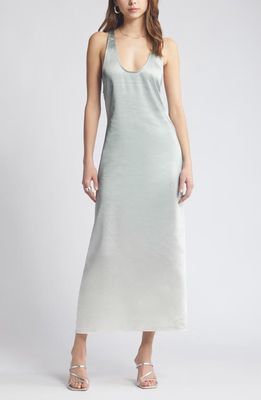 Open Edit Racerback Satin Maxi Dress in Green Ombre