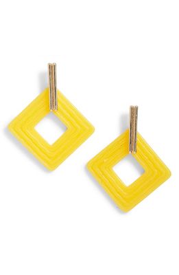 Open Edit Resin Square Drop Earrings in Yellow- Gold