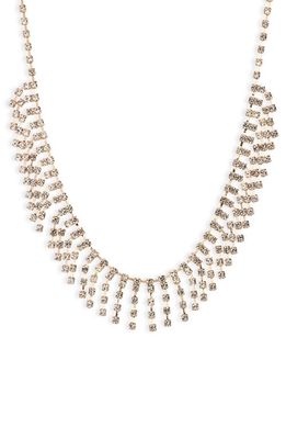 Open Edit Rhinestone Fringe Collar Necklace in Clear- Gold