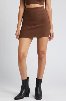Open Edit Rib Sweater Skirt in Brown Pinecone