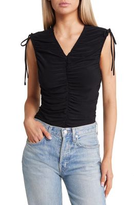 Open Edit Ruched Sleeveless Top in Black