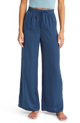 Open Edit Satin Pajama Bottoms in Blue Wing