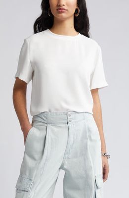 Open Edit Satin T-Shirt in Ivory Cloud