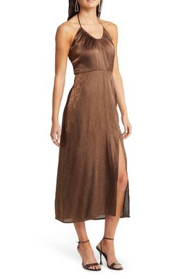 Open Edit Scoop Neck Halter Dress in Bronze