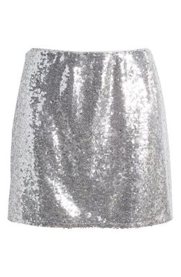 Open Edit Sequin Miniskirt in Silver