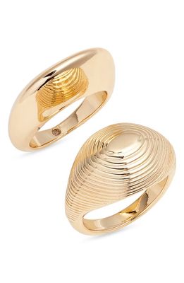 Open Edit Set of 2 Dome Rings in Gold