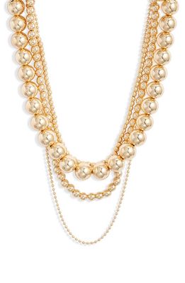 Open Edit Set of 4 Ball Chain Layered Necklaces in Gold