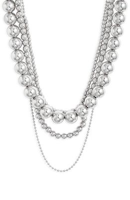 Open Edit Set of 4 Ball Chain Layered Necklaces in Rhodium