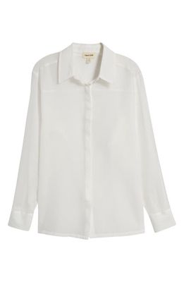 Open Edit Sheer Button-Up Shirt in Ivory Cloud